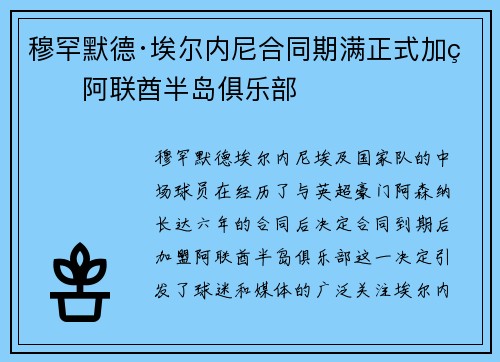 穆罕默德·埃尔内尼合同期满正式加盟阿联酋半岛俱乐部